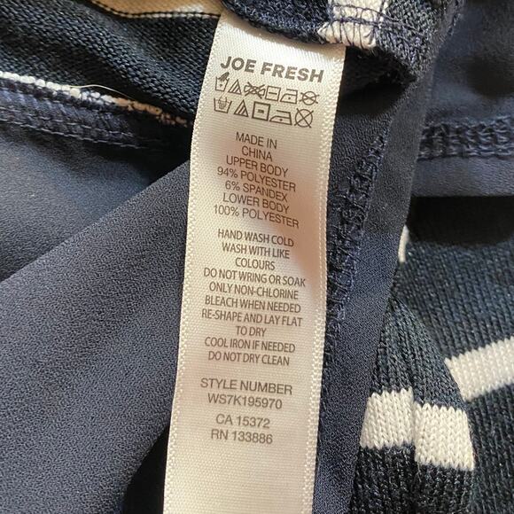 Joe Fresh Women’s Striped Long Sleeve Top Navy White Colorblock Size M - Picture 6 of 6